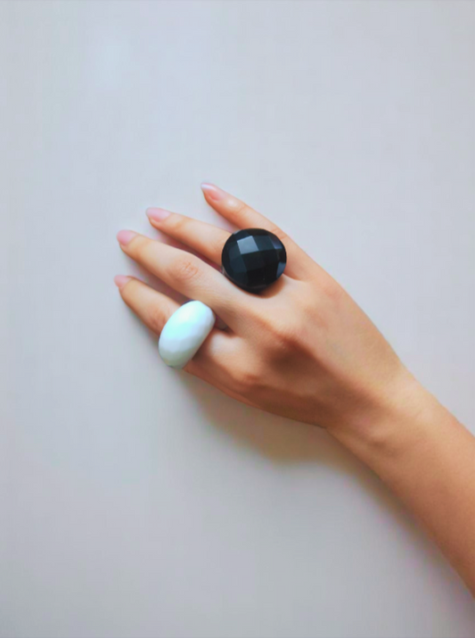 Black Gem Ring- Onyx Ring- Round