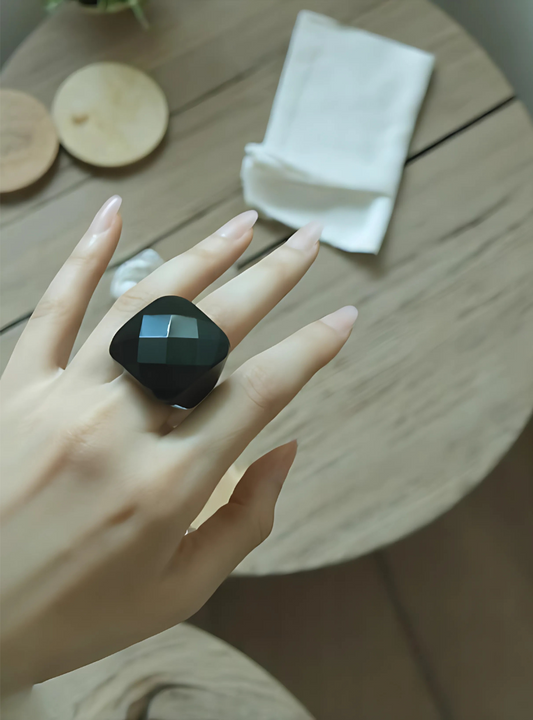 Black Gem- Onyx Ring- Square